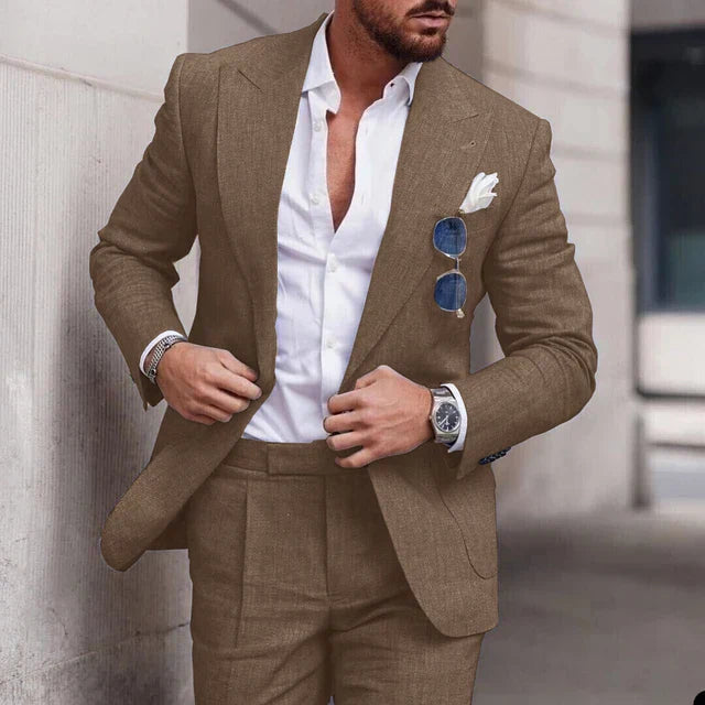Men’s Suit – Linen Two-Piece Set – Tailored Fit – Single Breasted – Formal Wear