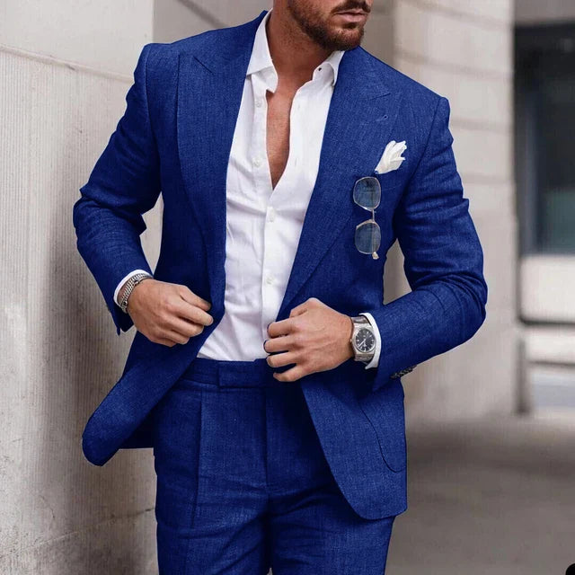 Men’s Suit – Linen Two-Piece Set – Tailored Fit – Single Breasted – Formal Wear