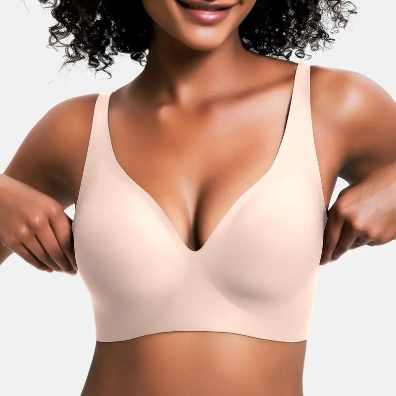 Olivia Form-Fitting Push-Up Bra | Plunge Neckline Wide Straps Bra