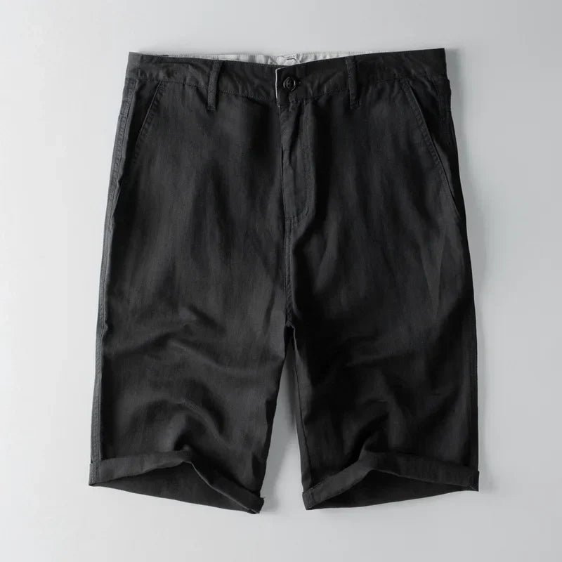 Men’s Casual Shorts – Cotton Linen Blend – Relaxed Fit – Knee Length with Pockets