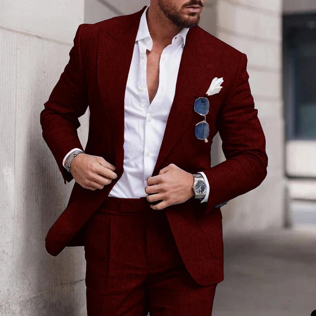 Men’s Suit – Linen Two-Piece Set – Tailored Fit – Single Breasted – Formal Wear