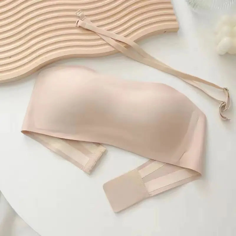 Women’s Strapless Tube Top Bra – Seamless Fit – Non-Slip – Wireless Push-Up Support