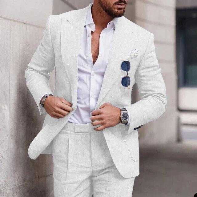 Men’s Suit – Linen Two-Piece Set – Tailored Fit – Single Breasted – Formal Wear