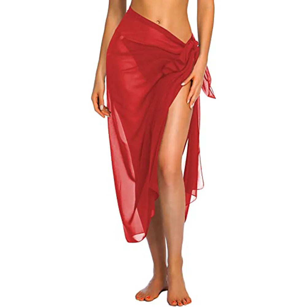 Women’s Sarong Skirt – Sheer Lightweight Fabric – Adjustable Wrap Mini Cover-Up
