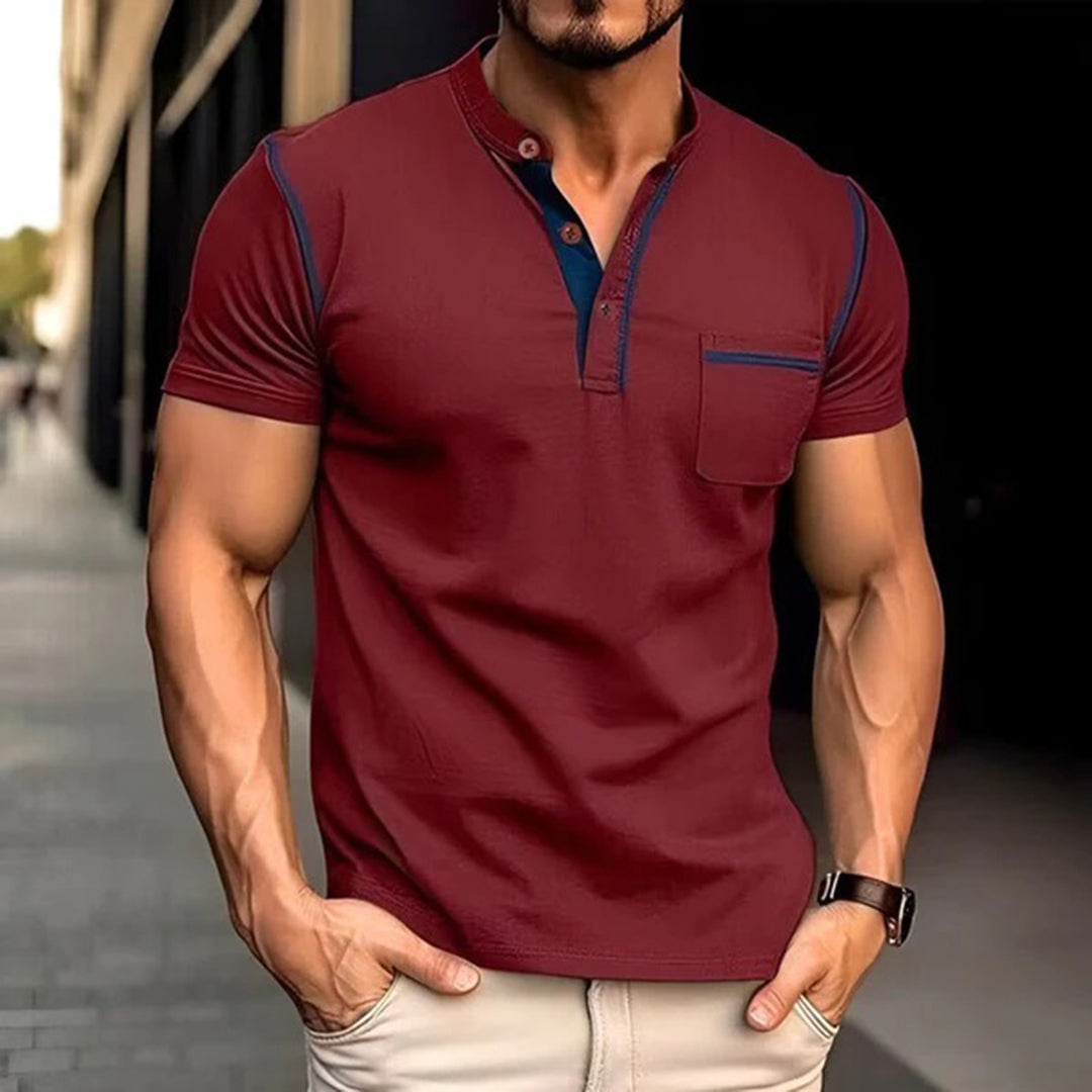 Men’s Polo Shirt – Slim Fit – Breathable Blend – Chest Pocket – Short Sleeve Casual