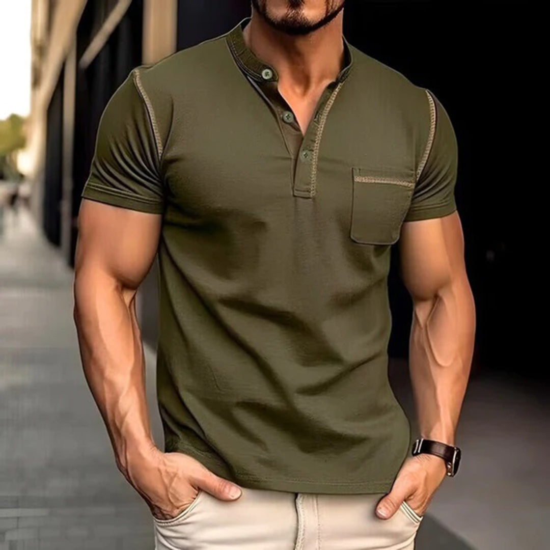 Men’s Polo Shirt – Slim Fit – Breathable Blend – Chest Pocket – Short Sleeve Casual