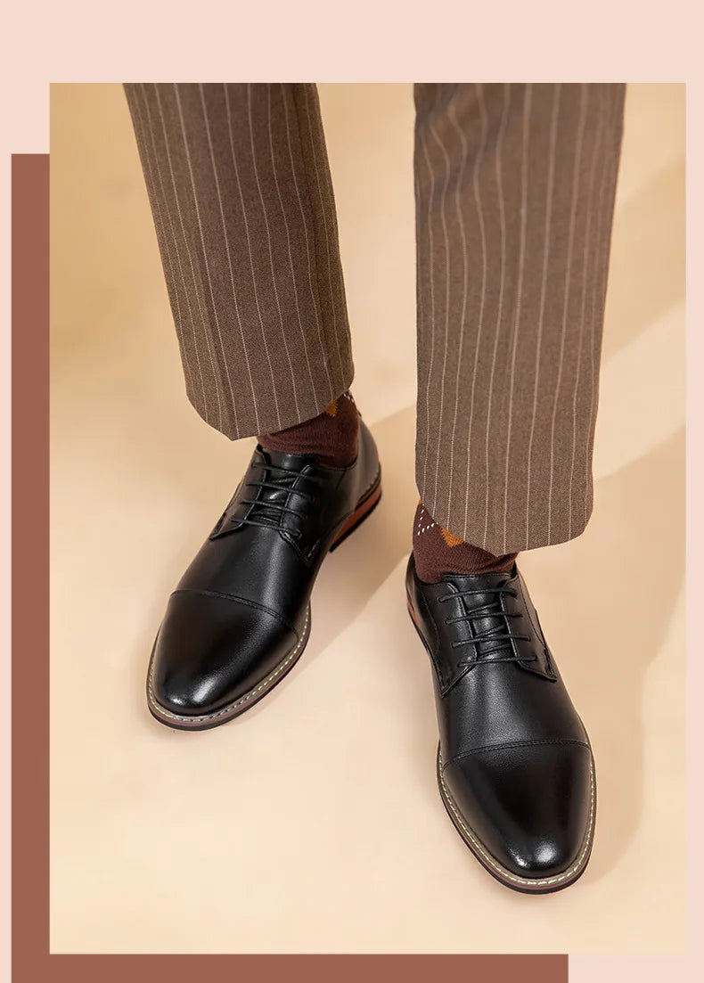 Men’s Oxford Shoes – Sleek Cap Toe – Closed Lacing – Formal Structured Fit