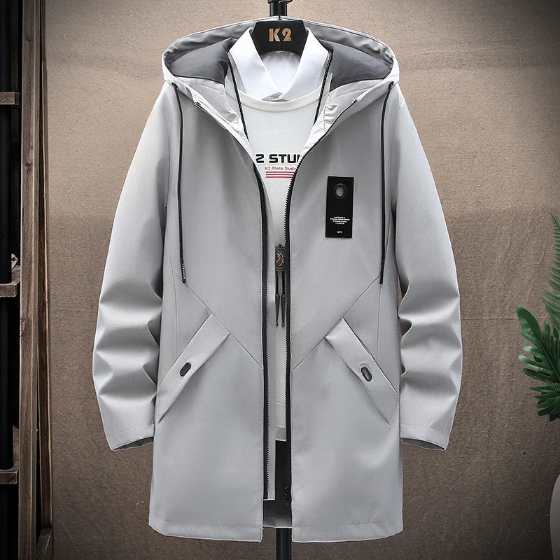 Men’s Windbreaker Coat – Loose Fit – Water-Resistant – Hooded – Full Zip Casual Outerwear