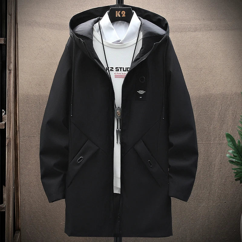 Men’s Windbreaker Coat – Loose Fit – Water-Resistant – Hooded – Full Zip Casual Outerwear