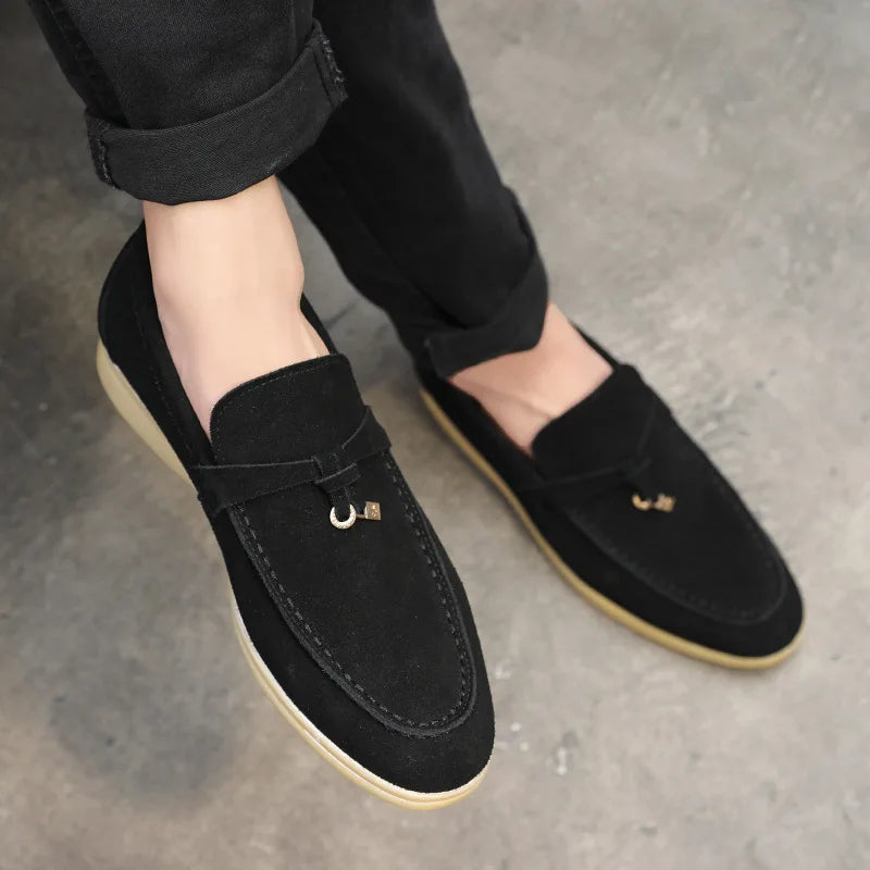 Men’s Loafers – Suede Slip-On – Slim Fit – Tassel Accent – Rubber Sole – Smart Casual