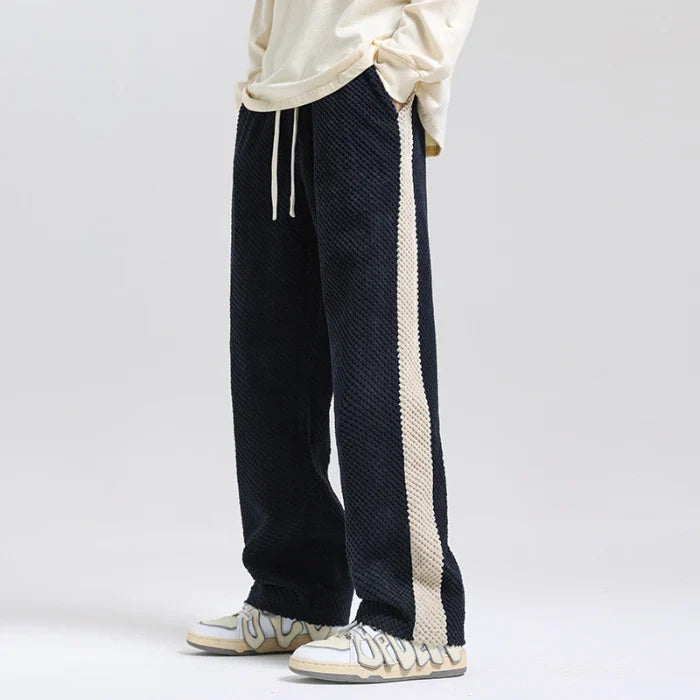 Theodore Relaxed Trousers | Ribbed Side Stripe Drawstring Trousers