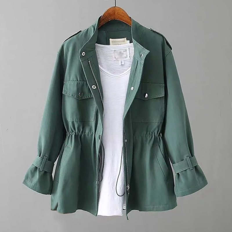Women’s Trench Coat – Structured Fit – Zipper Front – Utility Style – Breathable Blend
