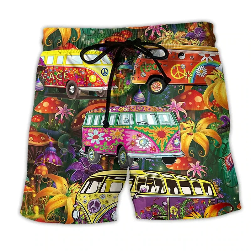 Men’s Swim Shorts – Regular Fit – Quick Dry – Adjustable Waist – Boho Print
