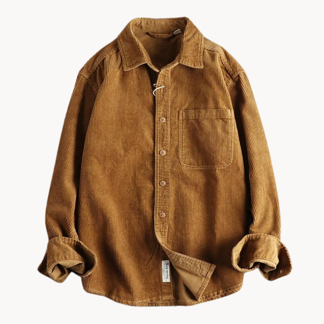 Archie Corduroy Relaxed Fit Button-Up Shirt | Collared Long Sleeve Shirt