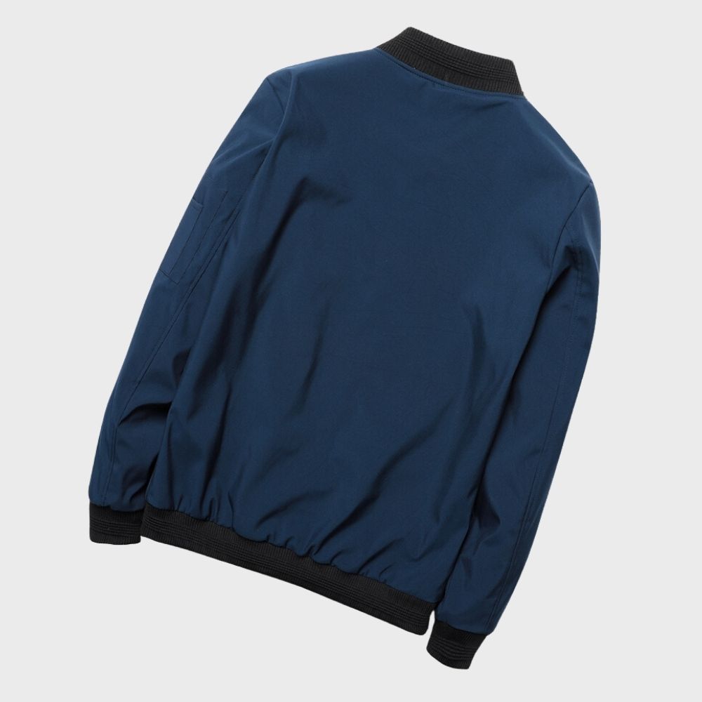 Men’s Bomber Jacket - Lightweight Zip Front - Ribbed Collar - Slim Fit Casual Style