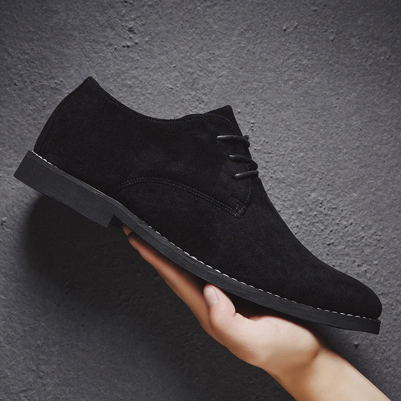 Men’s Business Shoes – Streamlined Fit – Suede Finish – Closed Lace-Up – Formal Wear