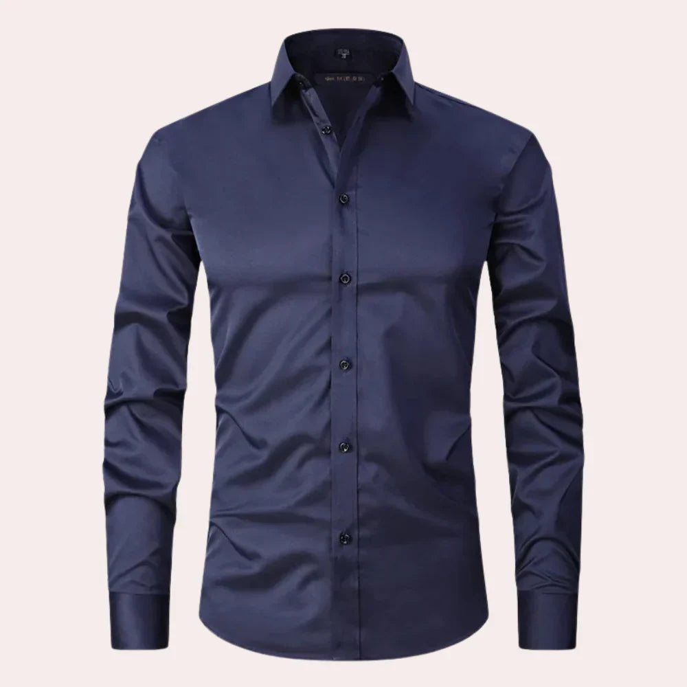 Men’s Button-Up Shirt – Slim Fit – Stretch Fabric – Long Sleeve Natural Fibers