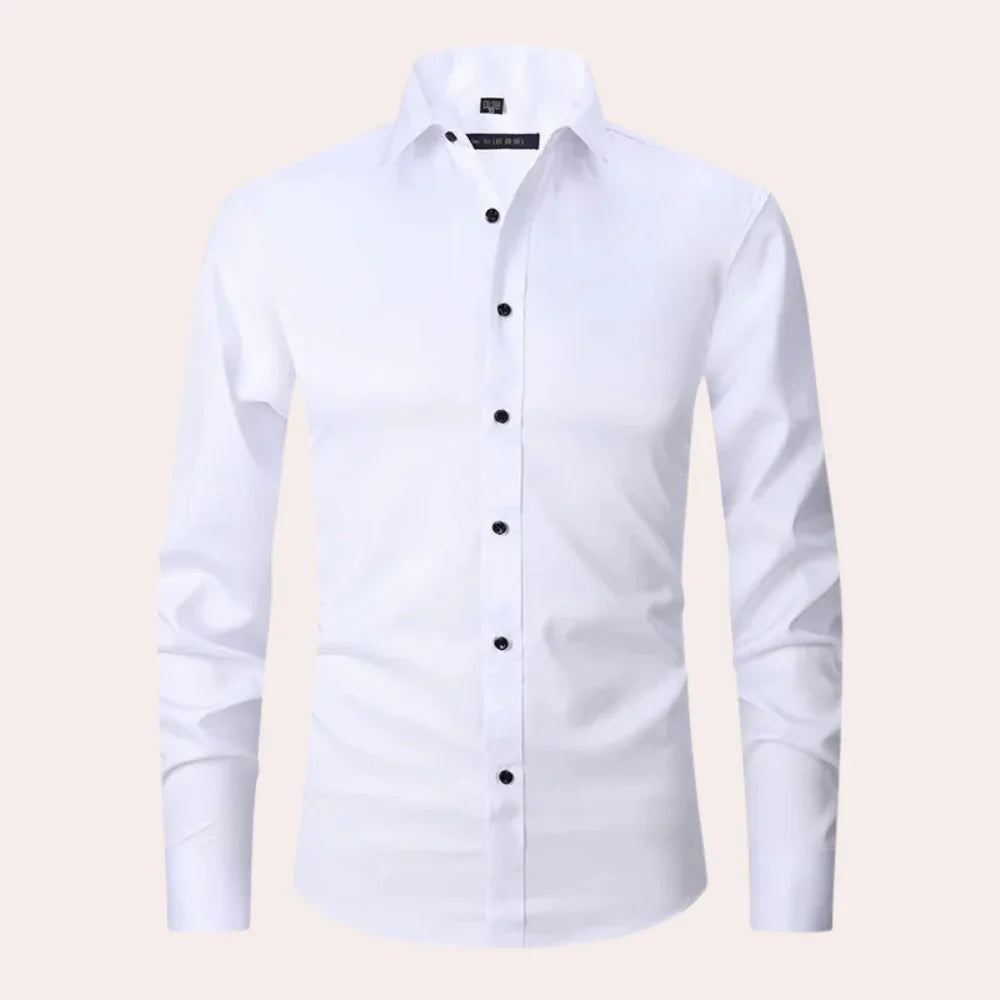 Men’s Button-Up Shirt – Slim Fit – Stretch Fabric – Long Sleeve Natural Fibers