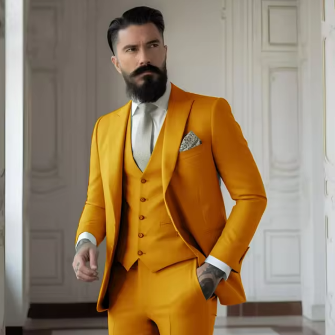 Men’s 3-Piece Suit – Slim Fit Wool Blend – Two-Button Blazer – Notch Lapel