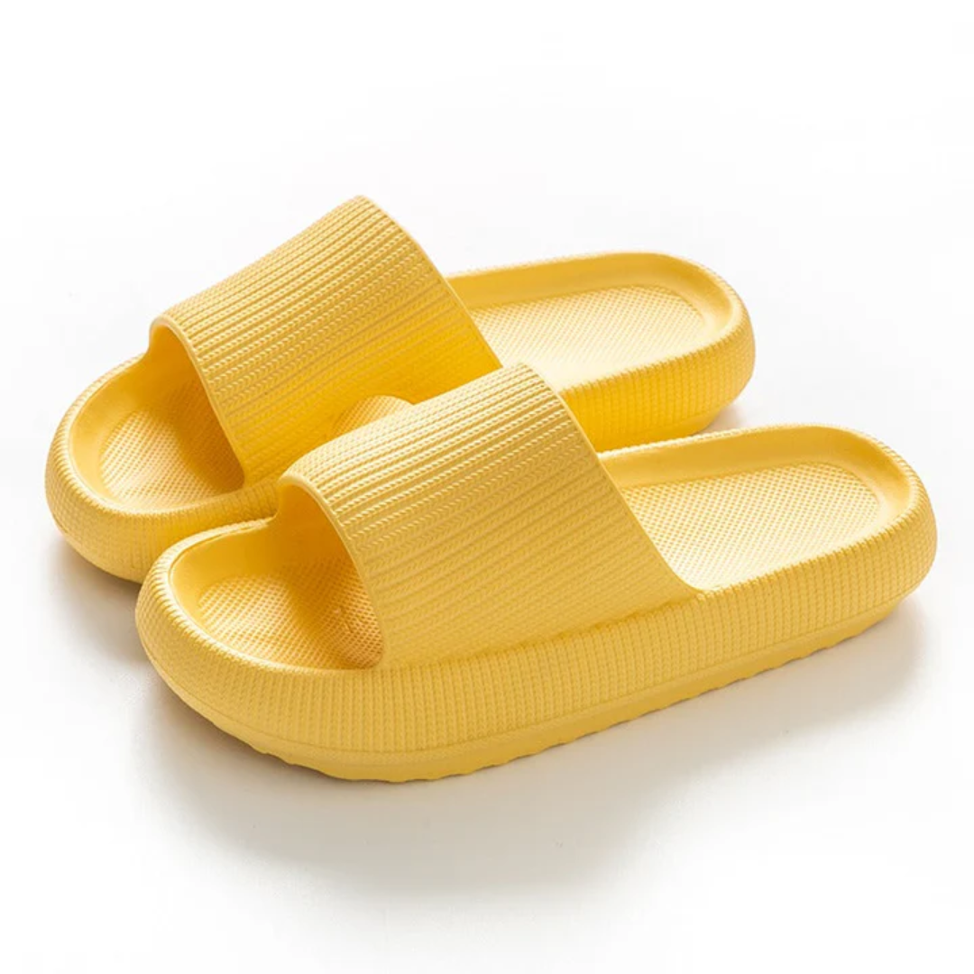 Women’s Slippers – Cushioned Sole – Ribbed Upper – Open Toe Slip-On Design