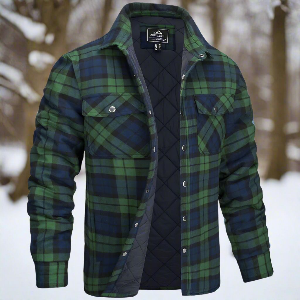 Men's Shirt Jacket – Quilted Flannel – Relaxed Fit – Snap Front – Chest Pockets