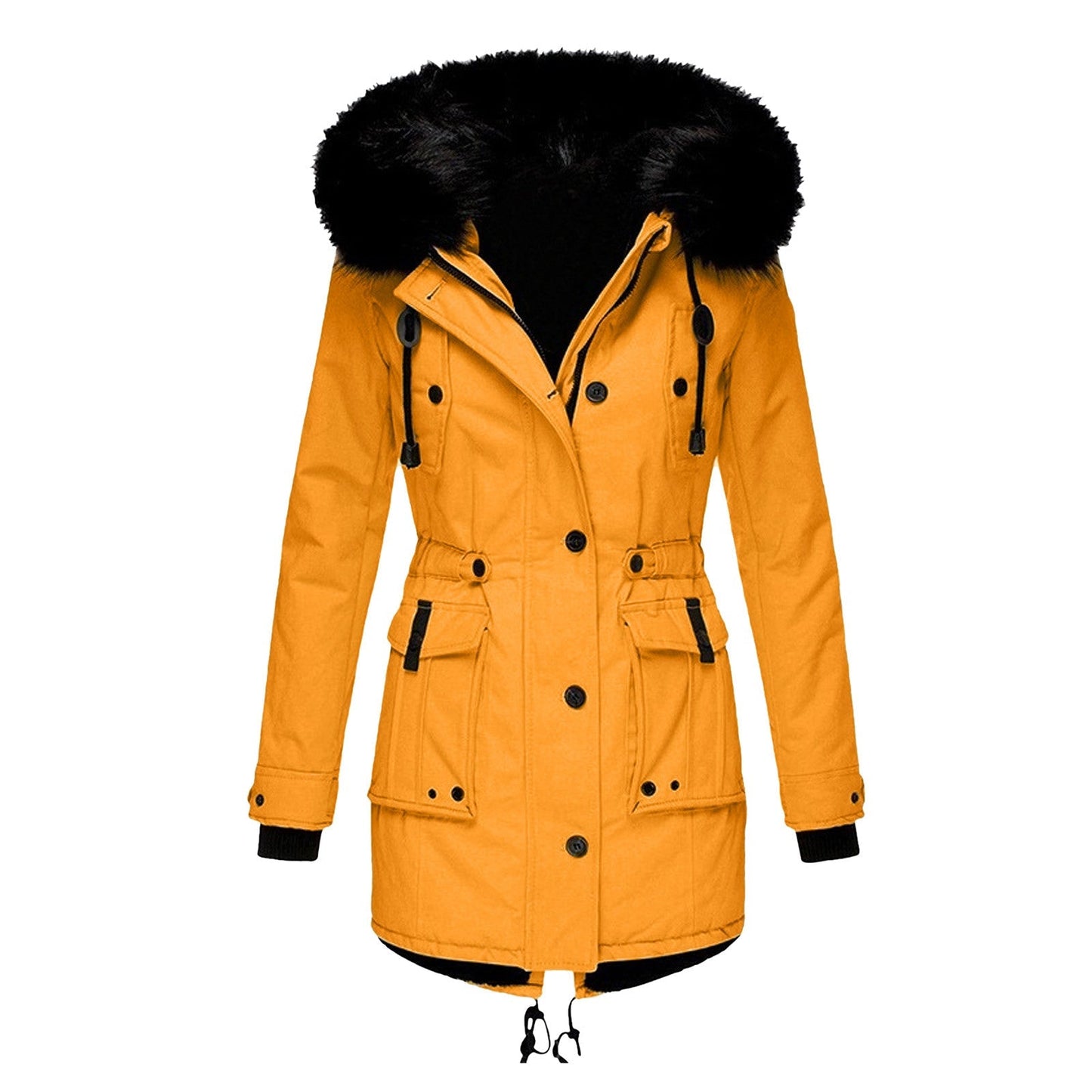 Women's Coat - Woven - Tailored Fit - Faux Fur Hood