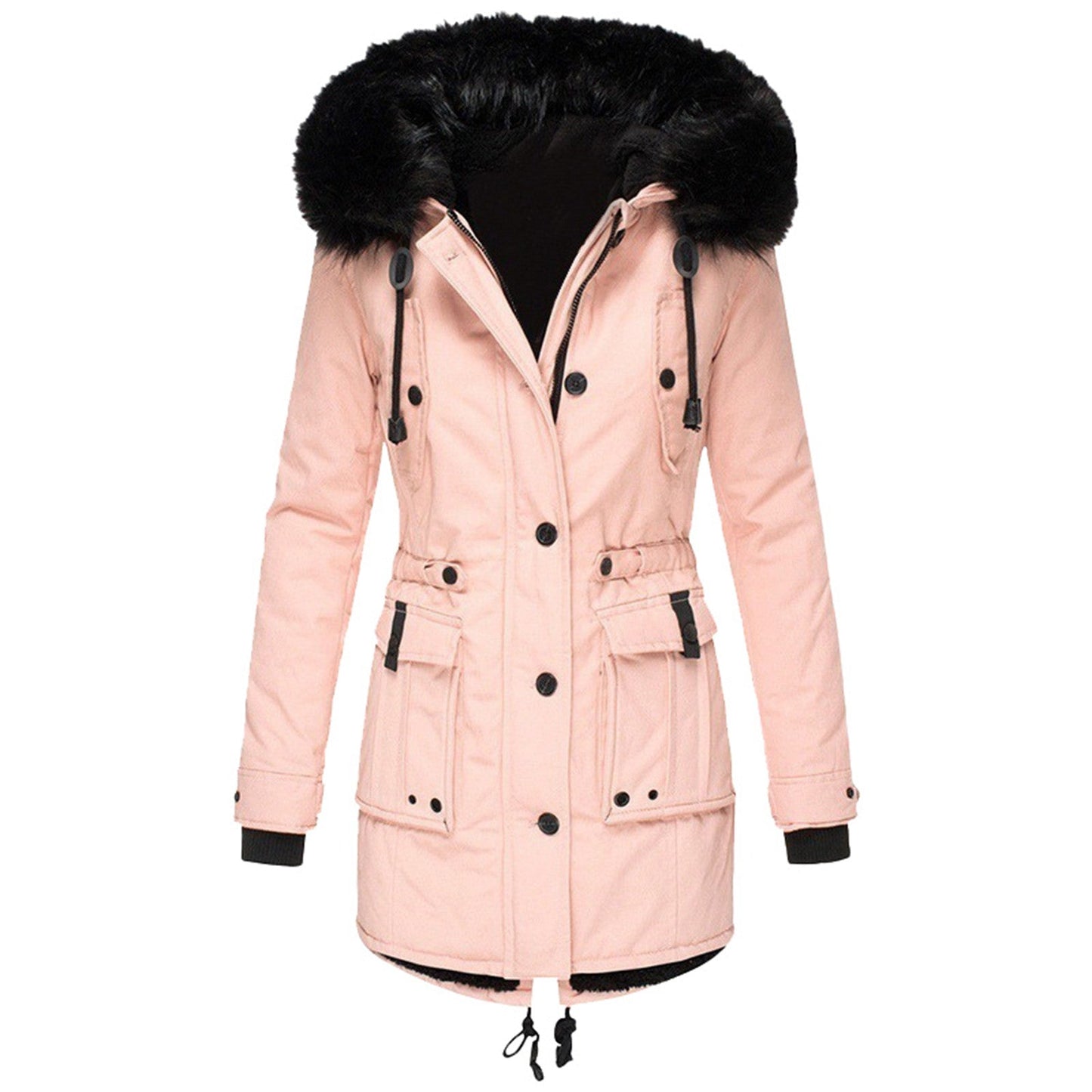 Women's Coat - Woven - Tailored Fit - Faux Fur Hood