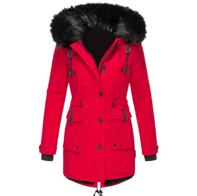 Women's Coat - Woven - Tailored Fit - Faux Fur Hood