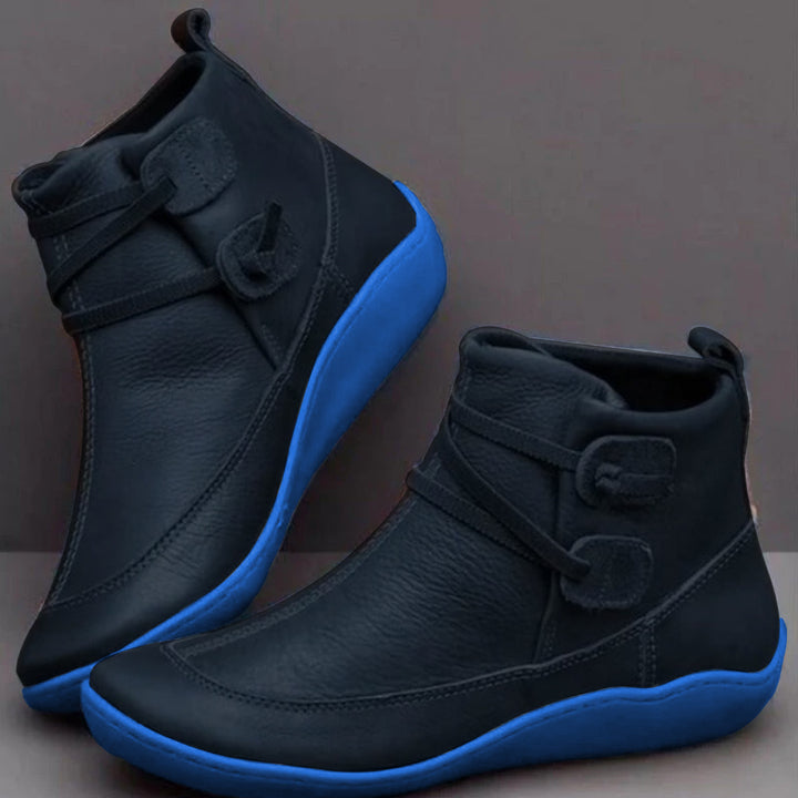 Women’s Mid-Top Boots – Leather – Supportive Fit – Strap & Buckle – Water-Resistant