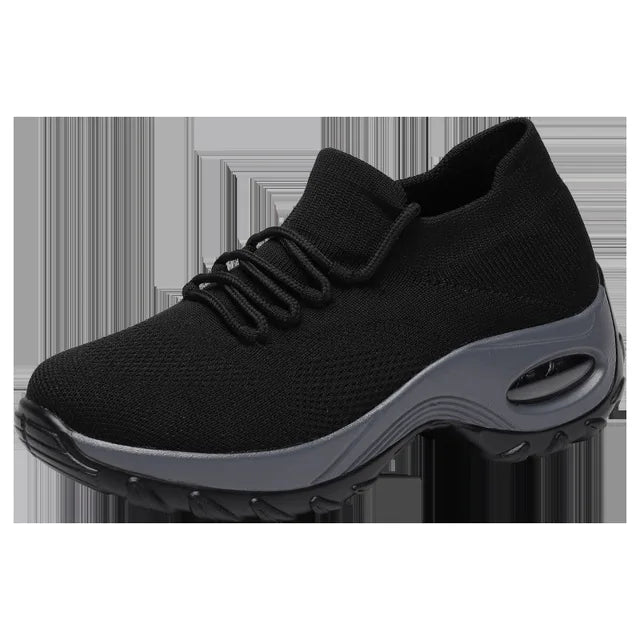 Women’s Sports Sneakers – Breathable Knit – Cushioned Sole – Orthopedic Support – Lace-Up Fit