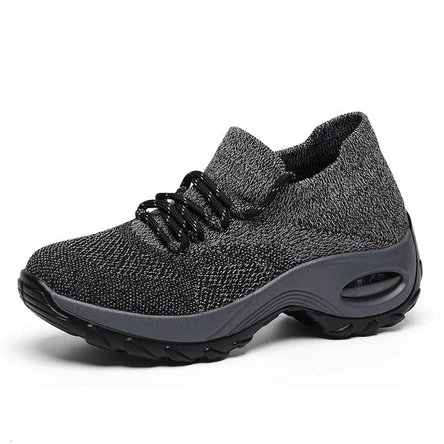 Women’s Sports Sneakers – Breathable Knit – Cushioned Sole – Orthopedic Support – Lace-Up Fit