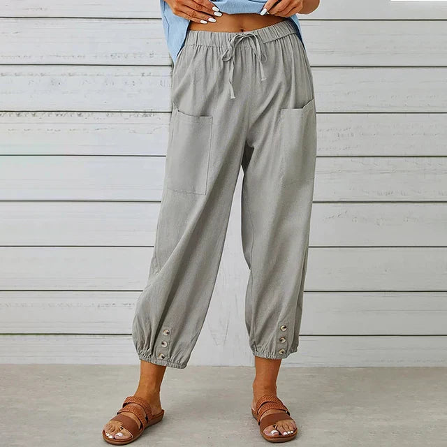 Women’s Casual Pants – Loose Fit – Breathable Blend – Elastic Waist – Ankle Length