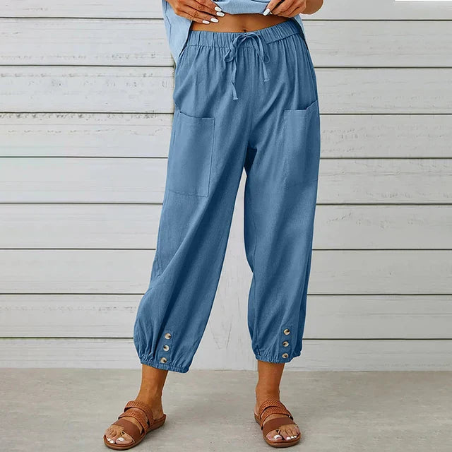 Women’s Casual Pants – Loose Fit – Breathable Blend – Elastic Waist – Ankle Length