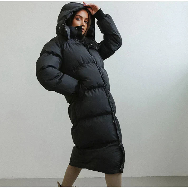 Isabella Oversized Puffer Jacket | Quilted Hooded Full Zip Jacket