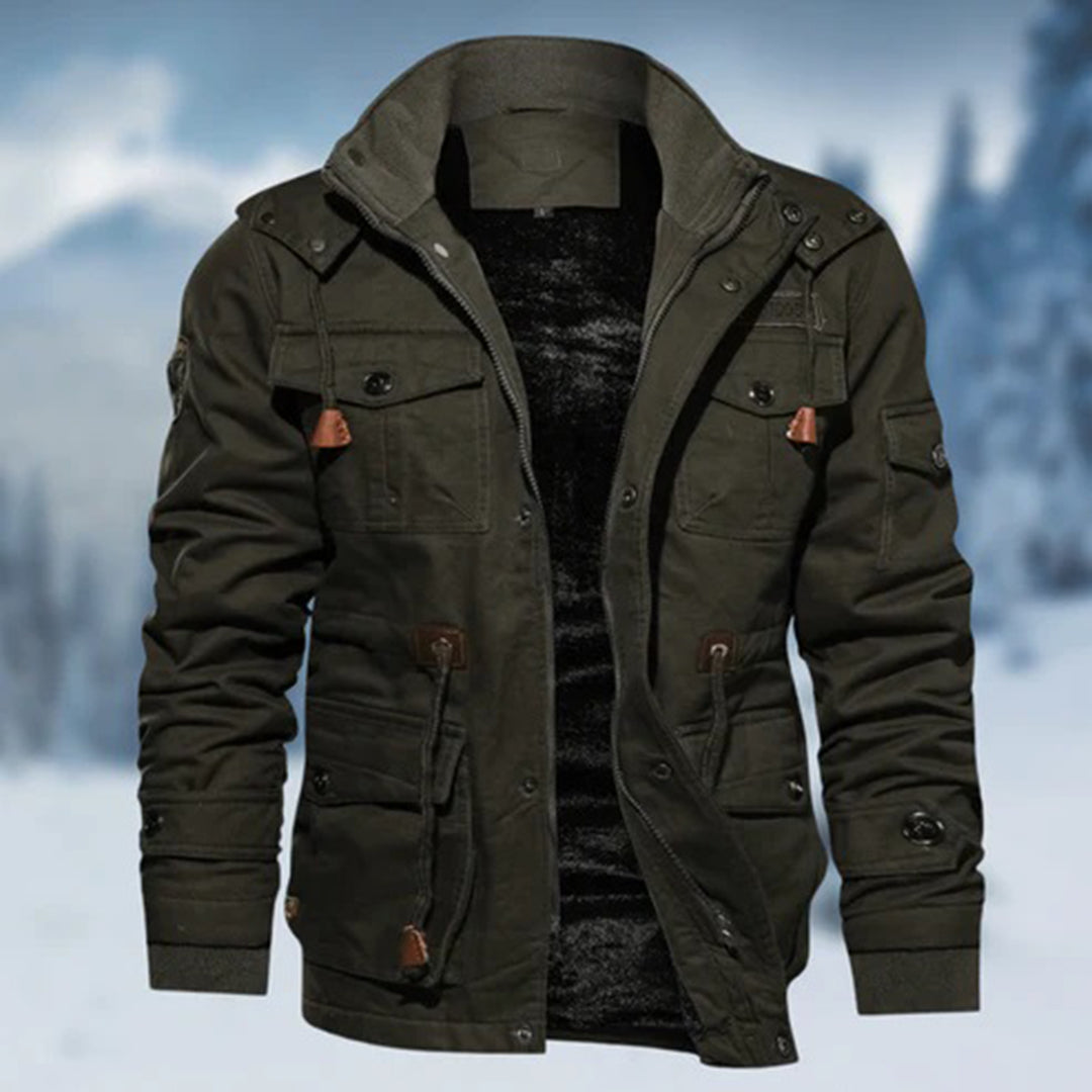 Men’s Jacket – Tailored Fit – Cotton – Multiple Pockets – Adjustable Waist – Lined Interior