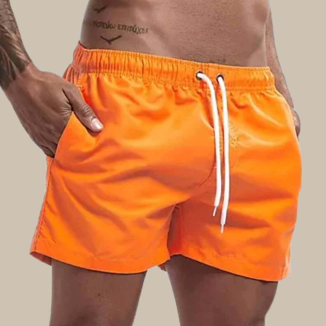 Men’s Swim Shorts – Relaxed Fit – Fast-Drying – Mid-Thigh Length – Drawstring Waistband