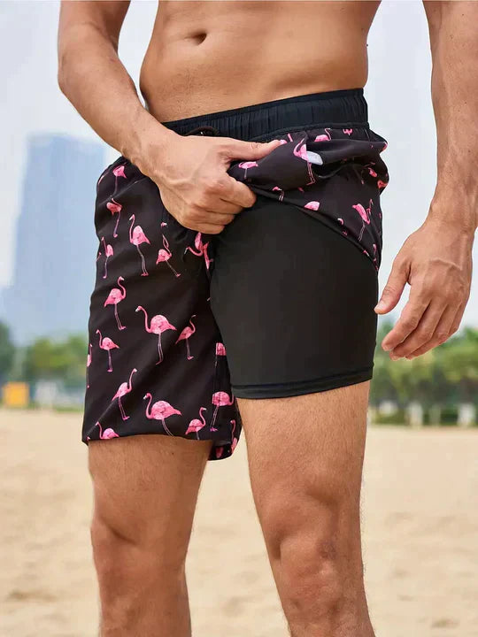 Men’s Swim Trunks – Quick-Dry Breathable Blend – Mid-Thigh Fit – Compression Liner