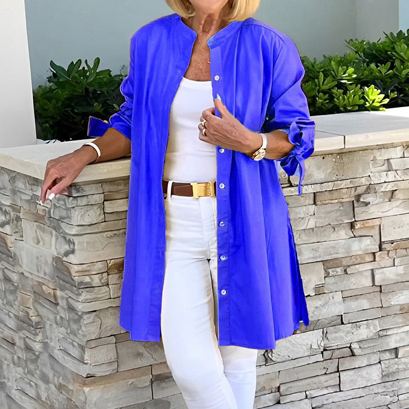 Women’s Tunic Shirt – Relaxed Fit – Long Sleeve Button Front
