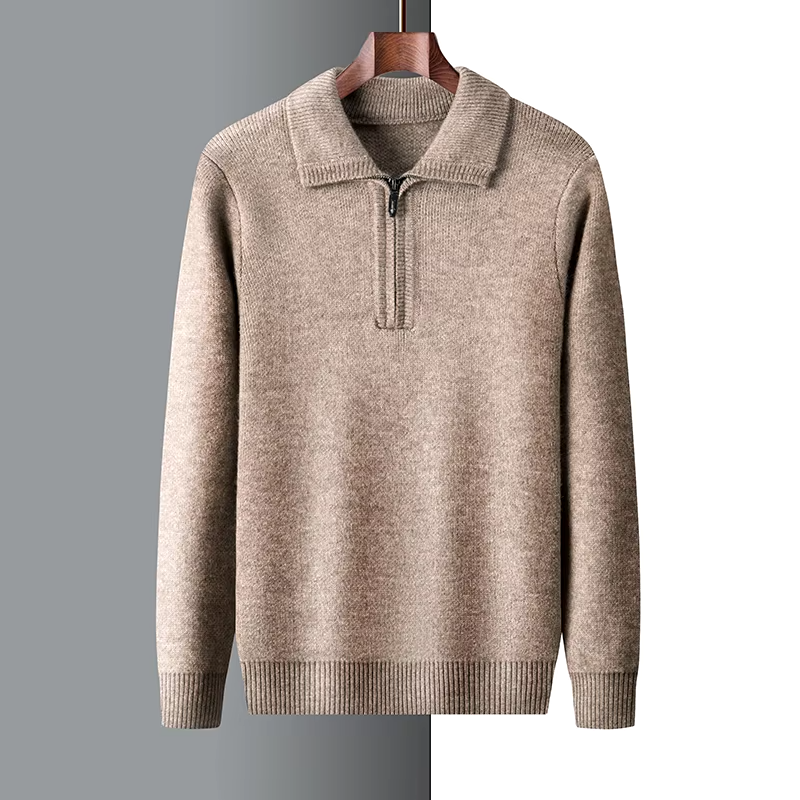 Men’s Quarter-Zip Sweater – Regular Fit – Soft Knit – Ribbed Trim – Relaxed Collar