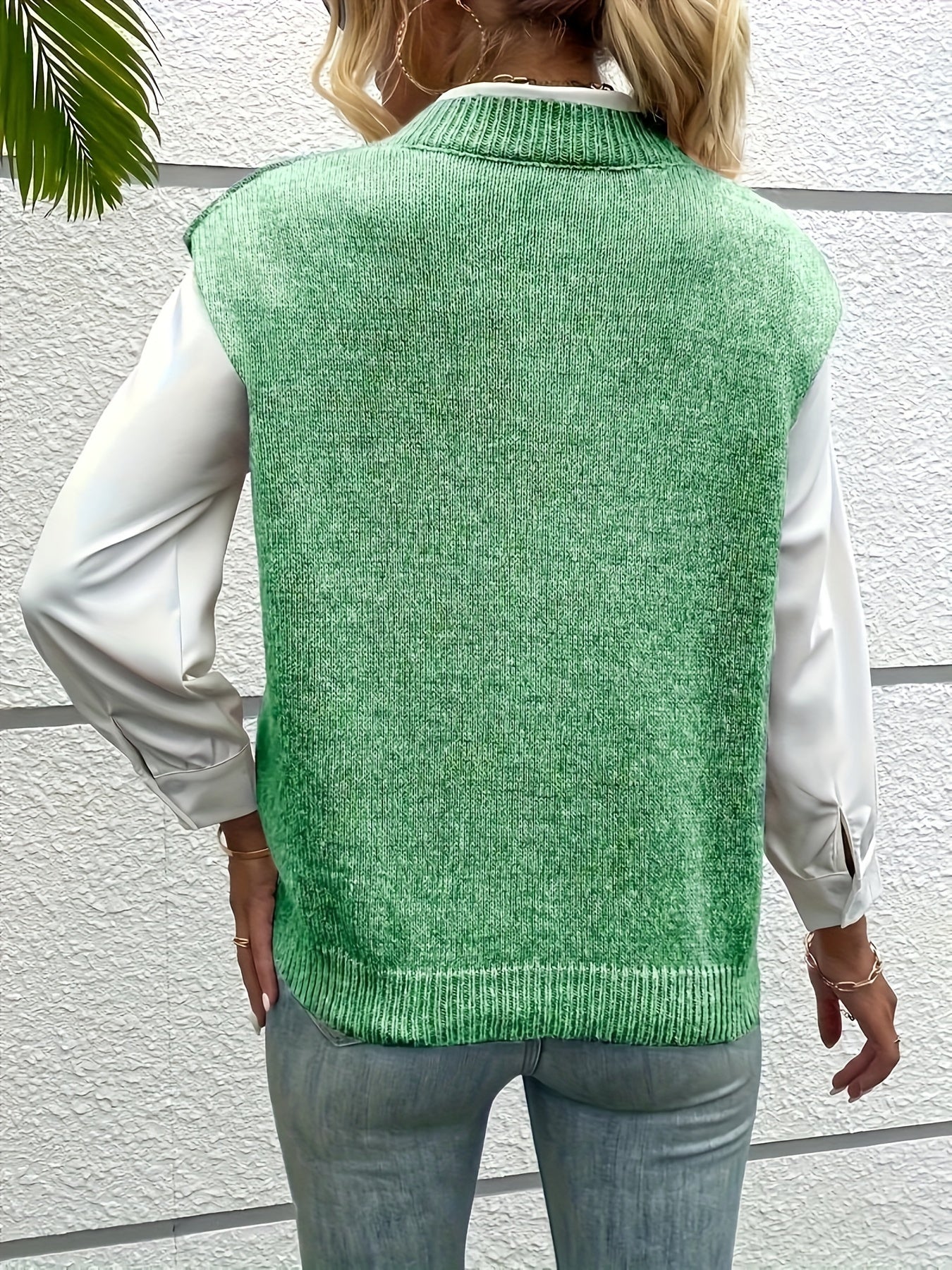 Isla Relaxed Fit Sweater Vest | Ribbed Hip-Length Sweater Vest