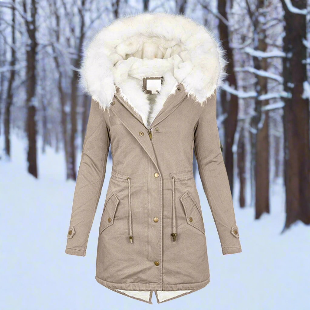 Women’s Parka Jacket – Tailored Fit – Water-Repellent – Faux Fur Hood – Longline