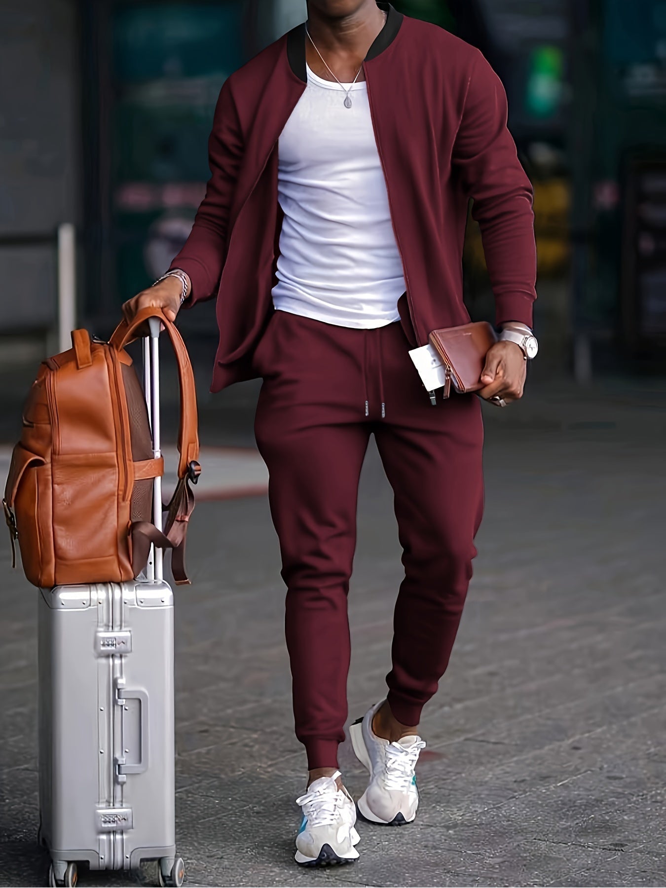 Men’s Tracksuit Set – Slim Fit – Soft Knit – Zip-Up Jacket – Tapered Joggers