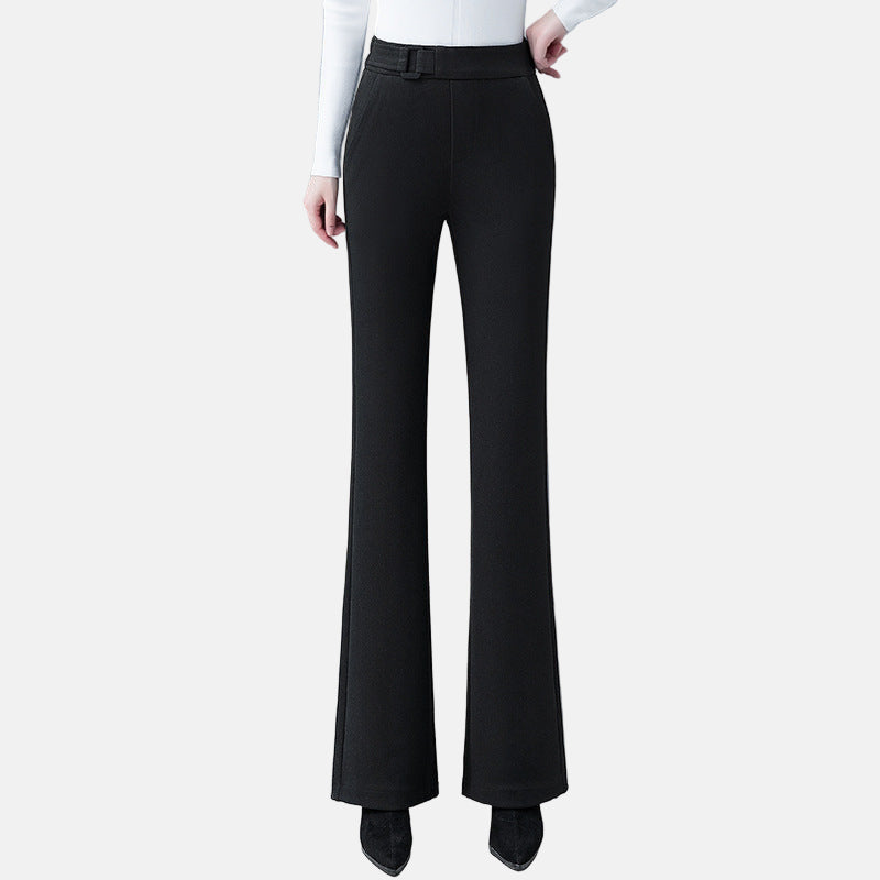 Fiona High-Waisted Flared Pants | Belted Tailored Full-Length Trousers