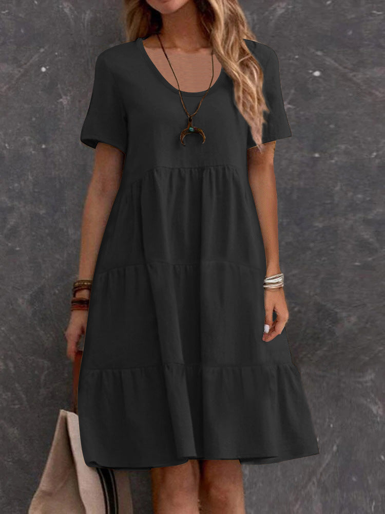 Women's Midi Dress - Lightweight Design - Relaxed Fit - Short Sleeve Casual Wear