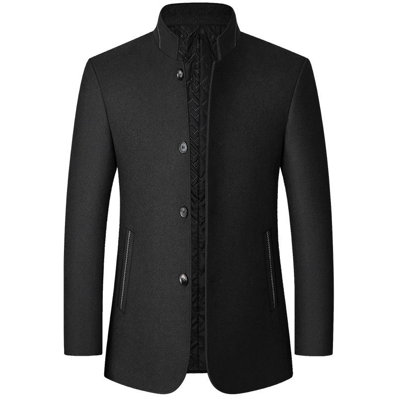 Men’s Tailored Coat - Slim Fit - Stand Collar - Quilted Lining - Zip Pocket Details