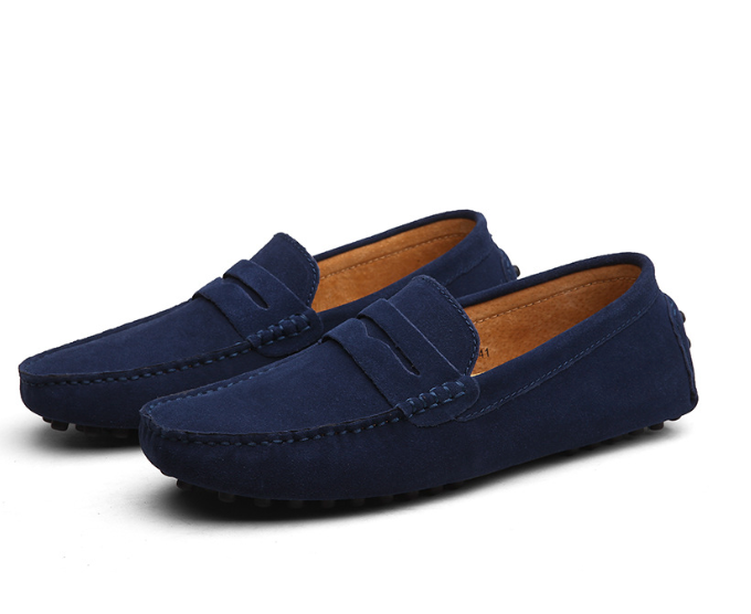 Men’s Loafers – Suede Look – Penny Strap – Slip-On – Low Profile Casual Fit