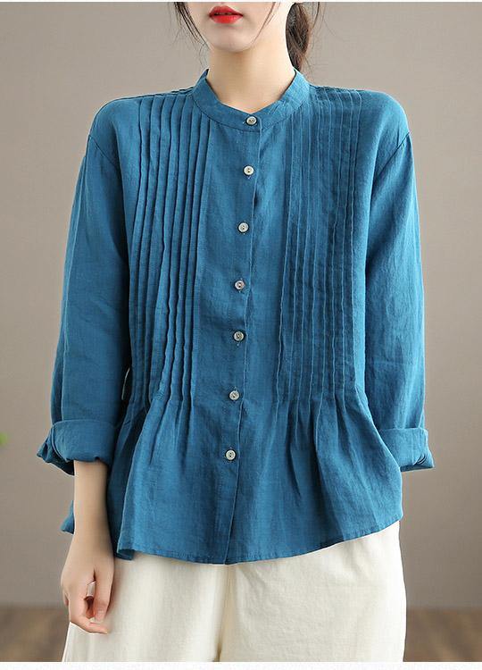 Women’s Tunic Blouse – Relaxed Fit – Cotton – Pintuck Front – Long Sleeve