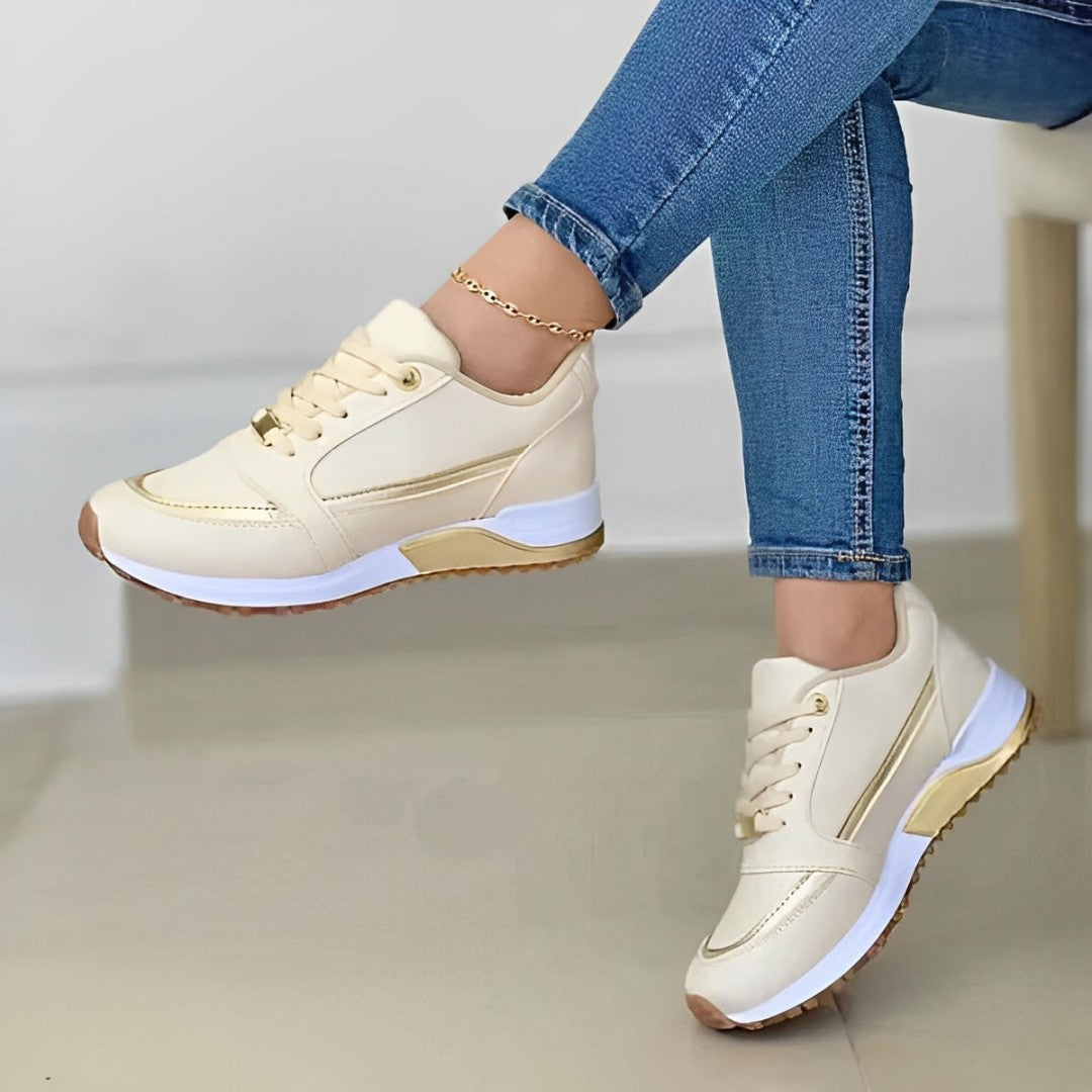 Women’s Sneakers – Lace-Up – Low-Top – Cushioned Sole – Casual Fit