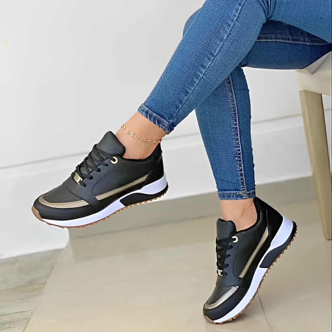 Women’s Sneakers – Lace-Up – Low-Top – Cushioned Sole – Casual Fit