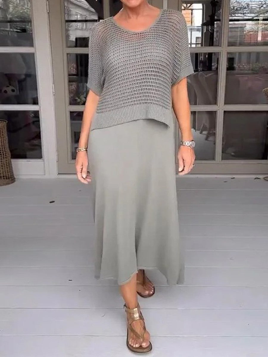 Women’s Two-Piece Set – Relaxed Fit – Knitted – Minimalist Casual Style